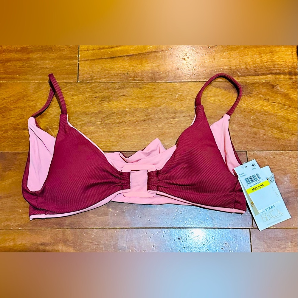 Becca Swim tie back bikini top, new with tags, size medium, beautiful!
